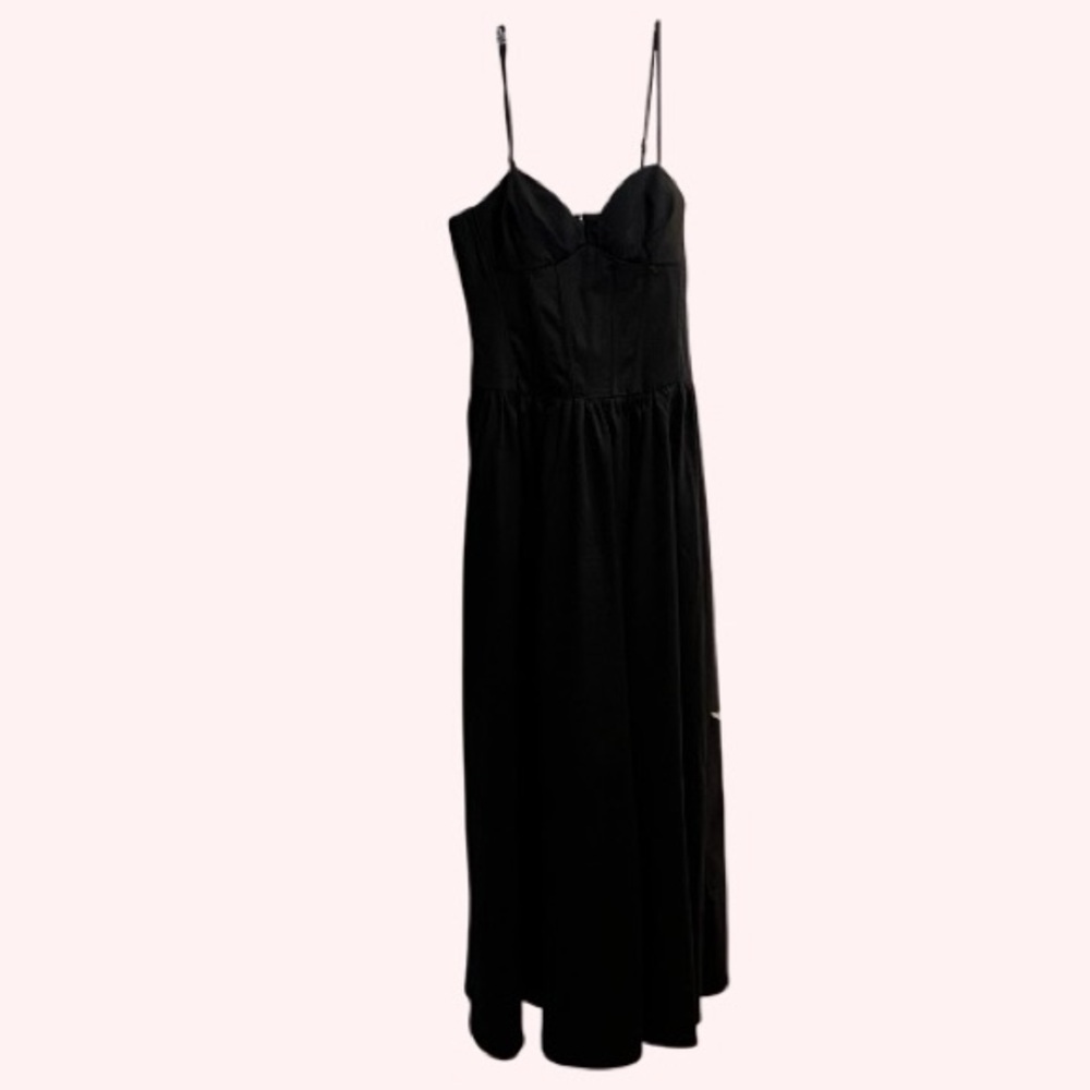 Forever 21 Black Corset Bodice Maxi Dress Sweetheart Neck NWT Medium